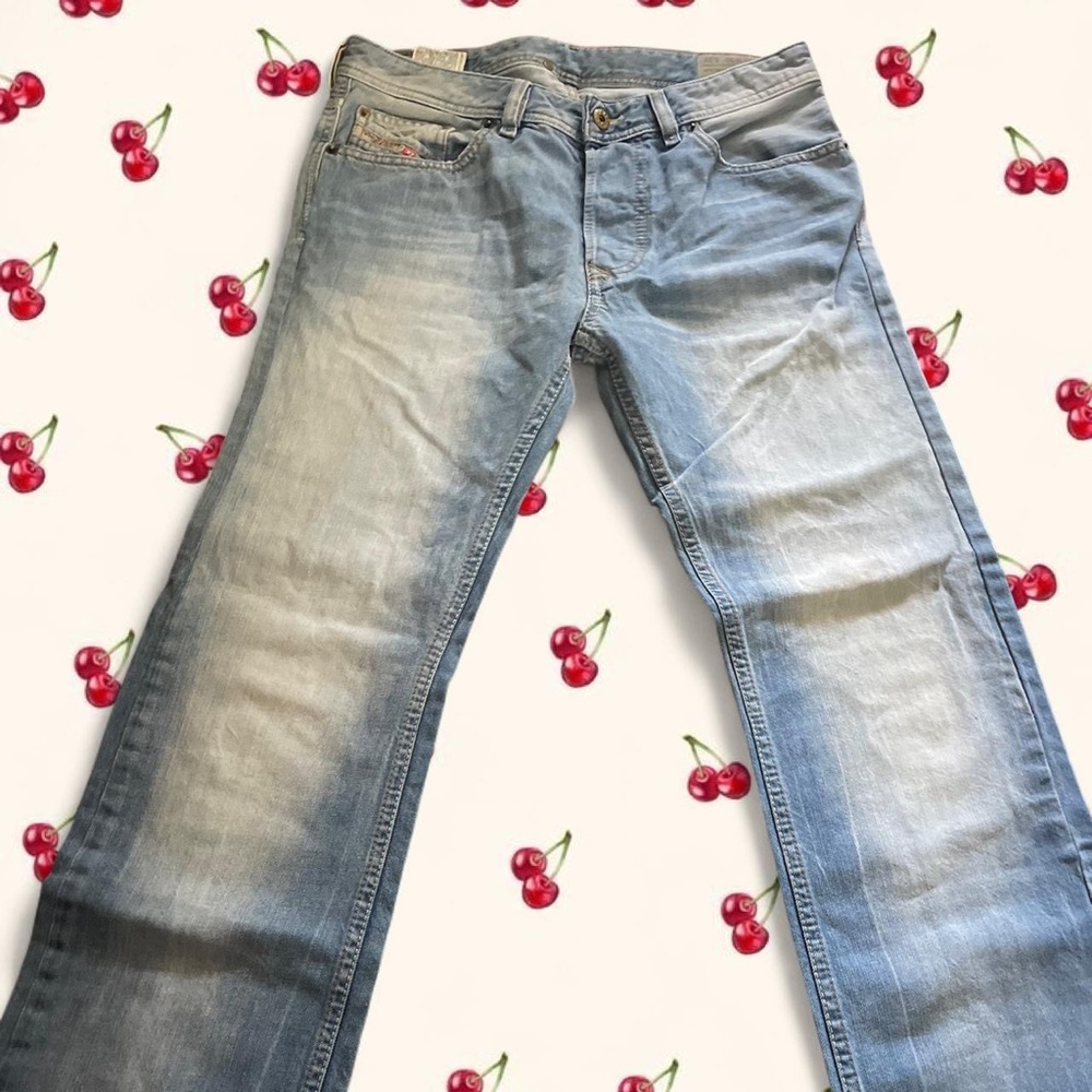 Diesel Men's Faded Blue Straight Jeans